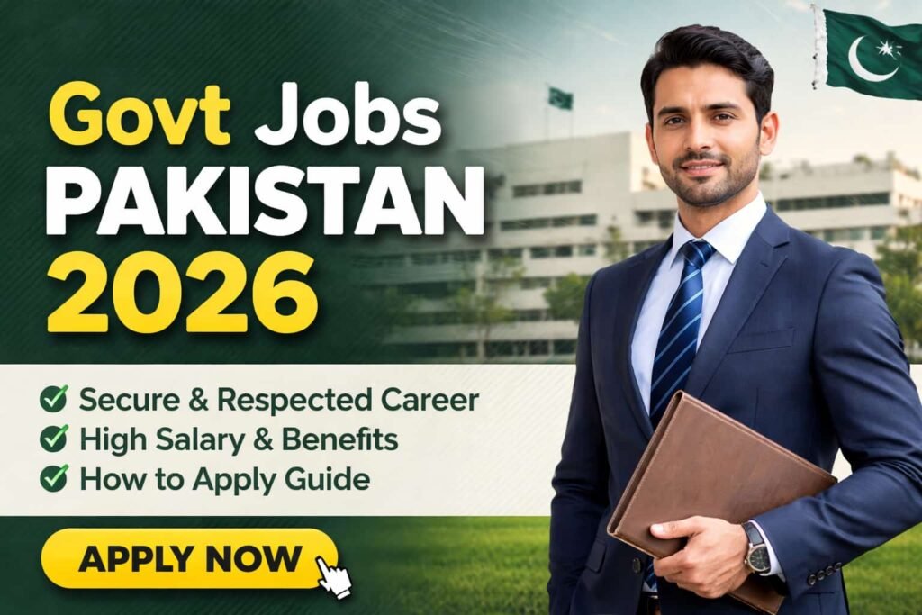 Govt Jobs Pakistan 2026 thumbnail showing official government career opportunities, eligibility criteria, salary structure, and secure online application process in Pakistan