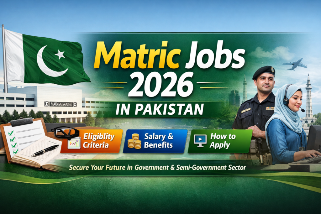 Matric jobs 2026 in Pakistan